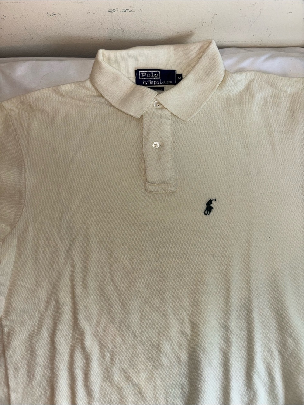 Ralph Lauren Polo Shirt in Cream with Navy Pony